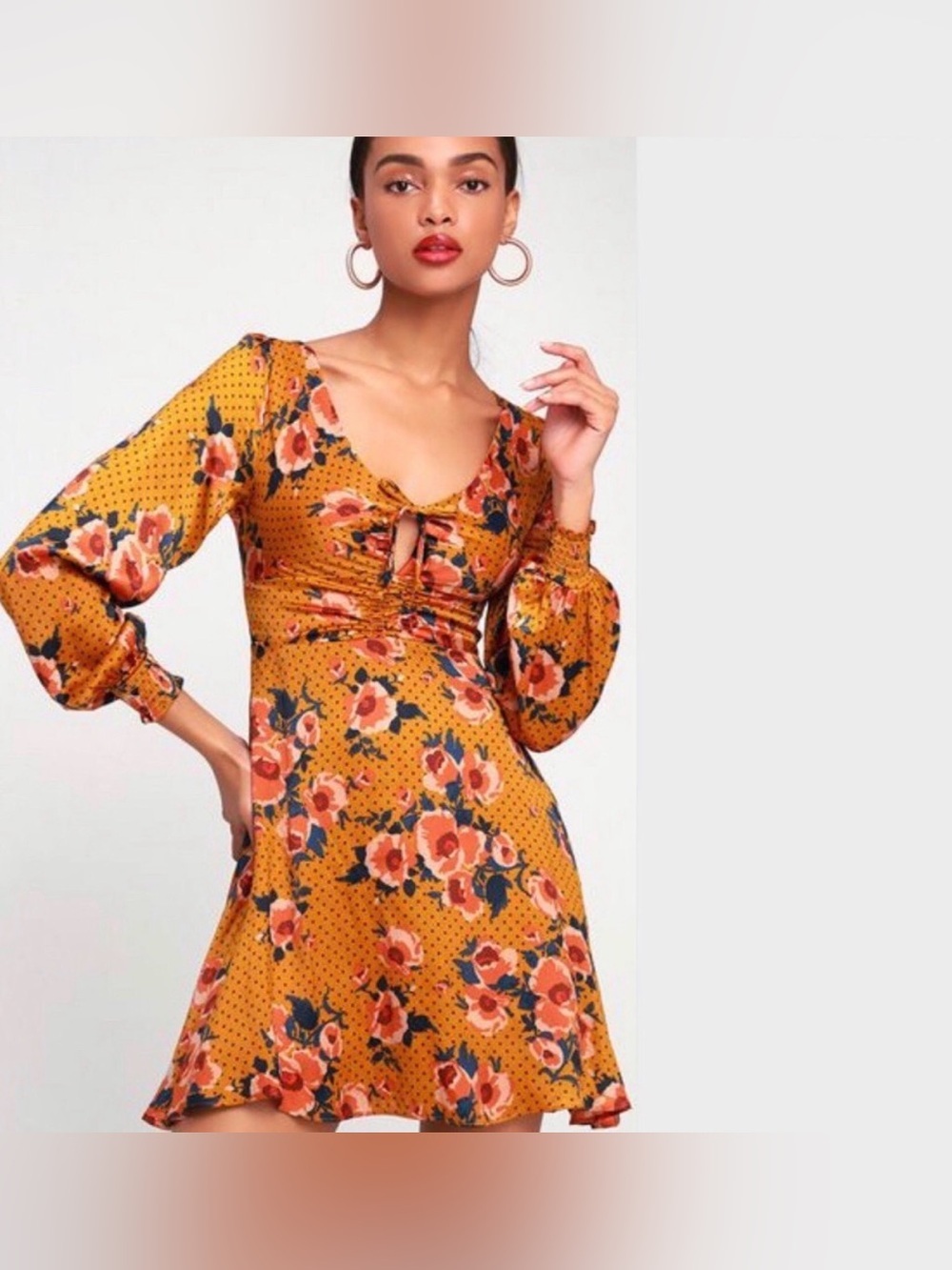 Free People Morning Light Mini Dress | Floral Polka Dot Satin size 0 flowy boho - Picture 1 of 10